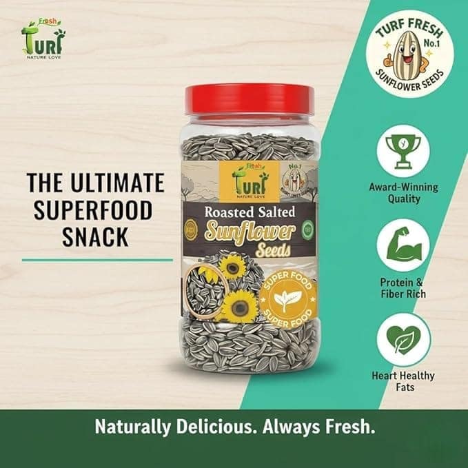 TURF FRESH - Roasted Salted Jumbo Sunflower Seeds | Surajmukhi Beej – The Ultimate Superfood Snack! A+ GRADE SEEDS Healthy Snacks view 3
