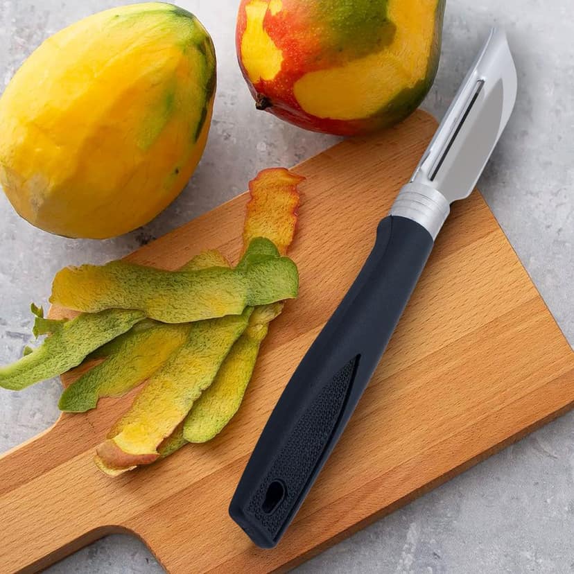 SNOKE® knife Peeler set for kitchen use , cutting and peeling vegetables and fruits , stainless steel , pack of 3 , silver color blade with strong plastic handle. view 2
