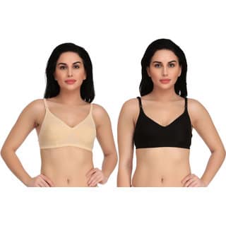 Empisto Branded Black,Skin Color Cotton Fabric Bra