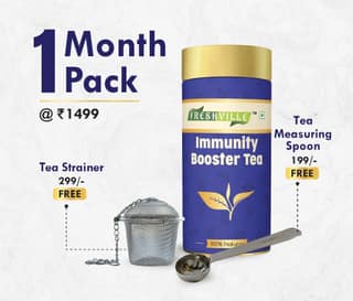 Freshville Immunity Tea | Pure & Natural | Immunity Booster | Improving Concentration | Turmeric, Cinnamon, Ginger, Clove, Ashwagandha, Mintfennel, Moringa, Tulsi, Giloy, Amla, Green Tea Tin