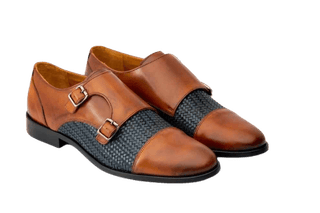 HILL BIRD Spite Premium tan Handpainted Monkstrap Leather Shoes