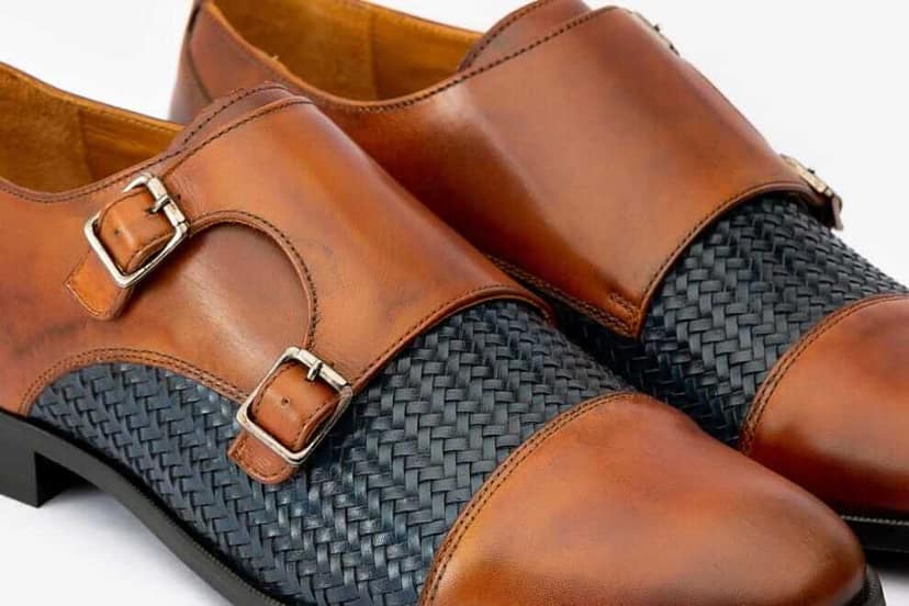 HILL BIRD Spite Premium tan Handpainted Monkstrap Leather Shoes view 3