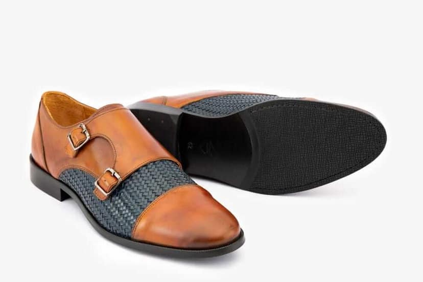 HILL BIRD Spite Premium tan Handpainted Monkstrap Leather Shoes view 4