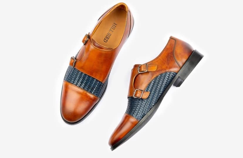 HILL BIRD Spite Premium tan Handpainted Monkstrap Leather Shoes view 5