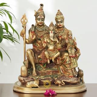 Brass Shiv Parivaar Idol - Traditional Shiva Family Murti, Height : 13 Inch (BSMAS419)
