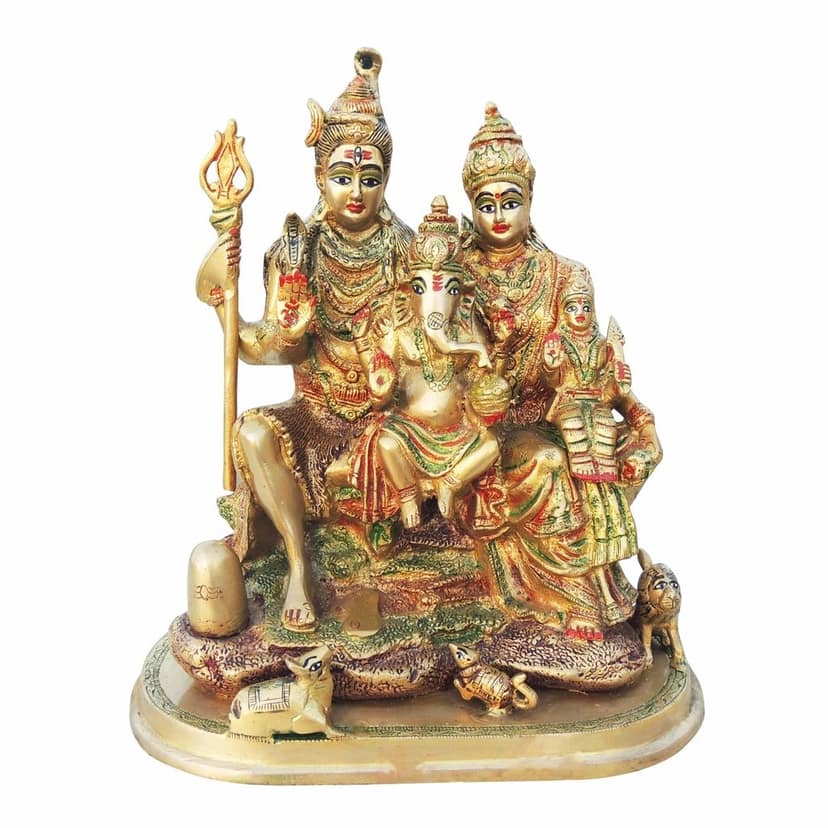 Brass Shiv Parivaar Idol - Traditional Shiva Family Murti, Height : 13 Inch (BSMAS419) view 2
