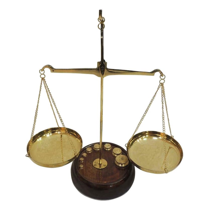 Brass Tarazu Traditional Weighing Machine | Antique Style Scale, Height : 9 Inch (ZMAS303 E) view 2