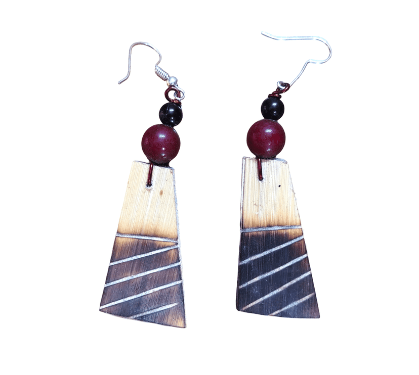 Tribal Wooden Beaded Necklace and Earring Set for Women view 3
