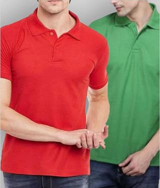 SKYRISE Pack of 2 Cotton Blend Slim Fit Solid Half Sleeves Men's Polo T Shirt ( Multicolor )