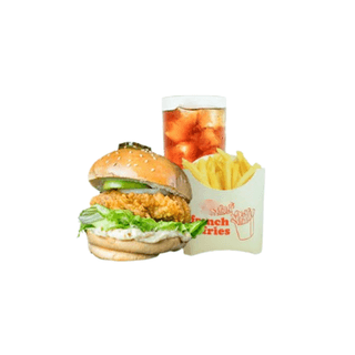 Chicken Burger and Fries, Drink