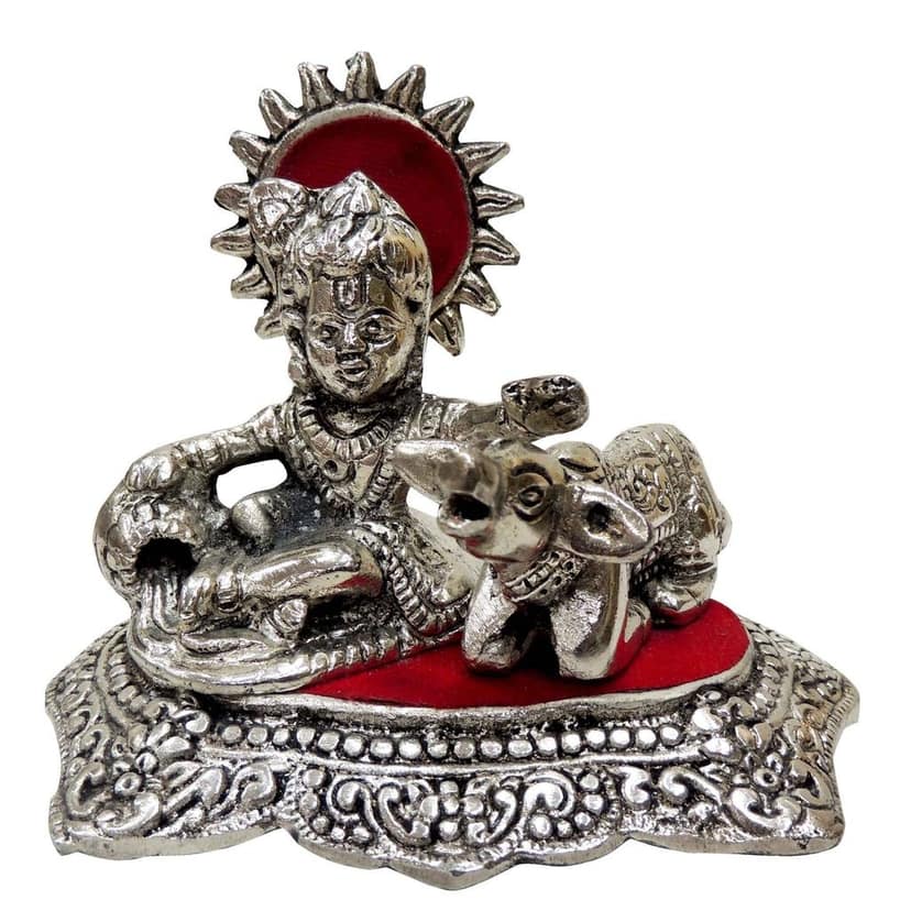 Aluminium Showpiece Krishan Ji With Calf Statue (ASMAS118) view 2