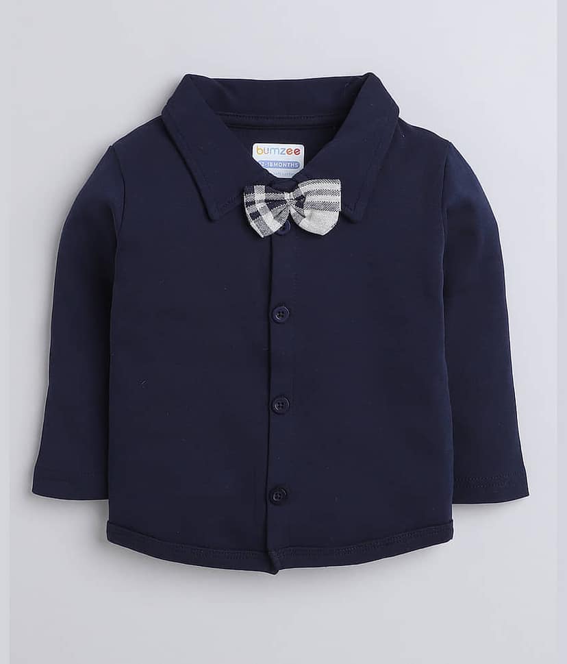 BUMZEE Pack of 1 Baby Boys Cotton Shirt & Trouser ( Navy Blue ) view 2