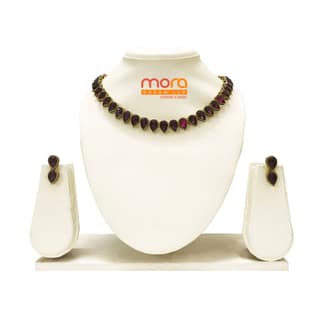 Wine Colour Kundan Necklace