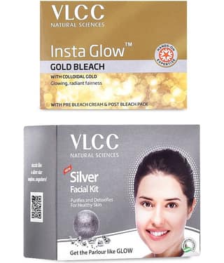 Vlcc Silver Facial Kit ,60G & Instaglowgold Bleach ,30G(Pack Of 2)