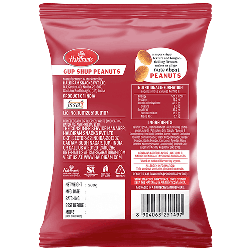 Haldiram's Gup Shup Peanuts Namkeen, 200 G Pouch view 2