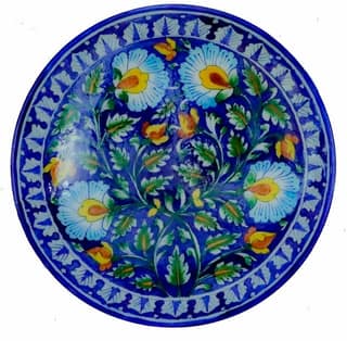 Cottage Handmade Ceramic Multipurpos Decorative Pottery Plate (24X5 Inch_Multicolor)