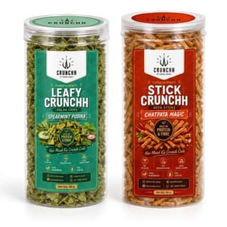 Crunchh Palak Chips and Soya Sticks pack of 2 - 160 gm - Two plastic jars