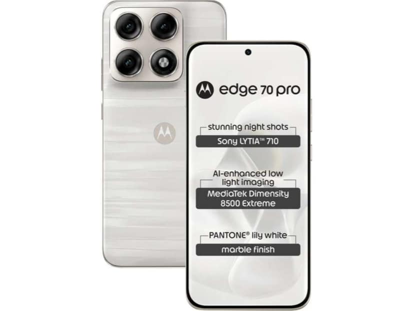 Motorola Edge 70 Pro Smartphone, 8GB RAM, 256GB Storage - Pantone Lily white
