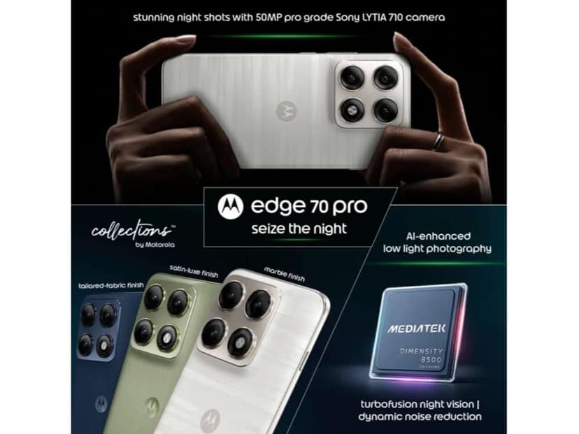 Motorola Edge 70 Pro Smartphone, 8GB RAM, 256GB Storage - Pantone Lily white view 2