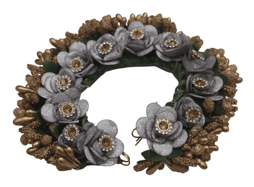 Silver & Gold Floral Bun Hair Accessory view 3