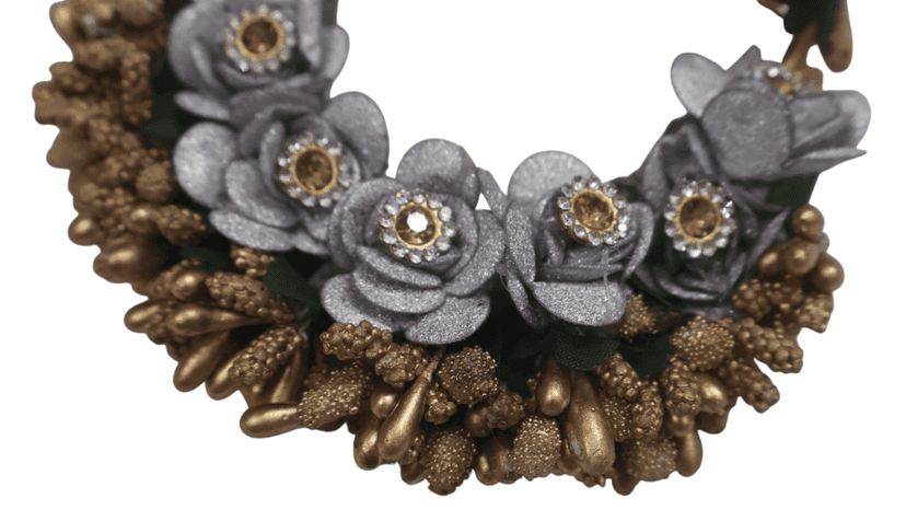Silver & Gold Floral Bun Hair Accessory view 4
