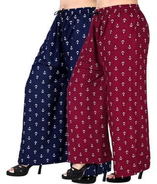 lasafiya Pack of 2 Rayon Straight Women's Palazzos ( Maroon )