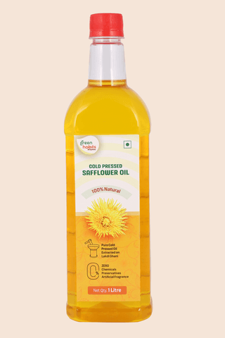 Green Habits Cold Pressed Safflower Oil (1 Litre) | 100% Natural & Nutrient-Rich | Everyday Cooking