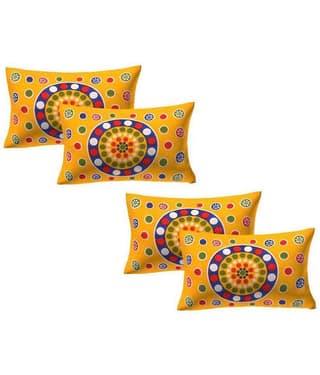 AJ Home Pack of 4 Cotton Multi Pillow Cover (17 X 27 Inch)