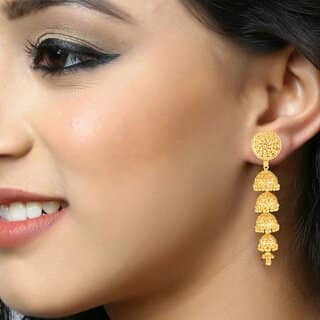Vivastri Top Trending Alloy Gold Plated Jhumki Earrings for Women & Girls [VIVA2329ERG] view 2