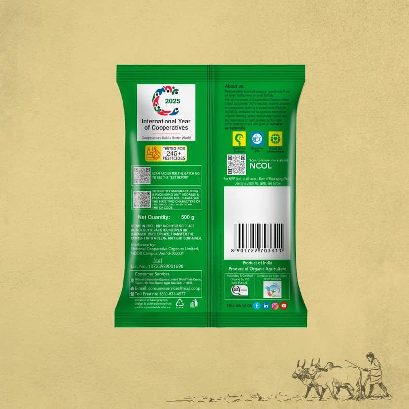 Bharat Organics Unpolished Masoor Whole - 500g view 2