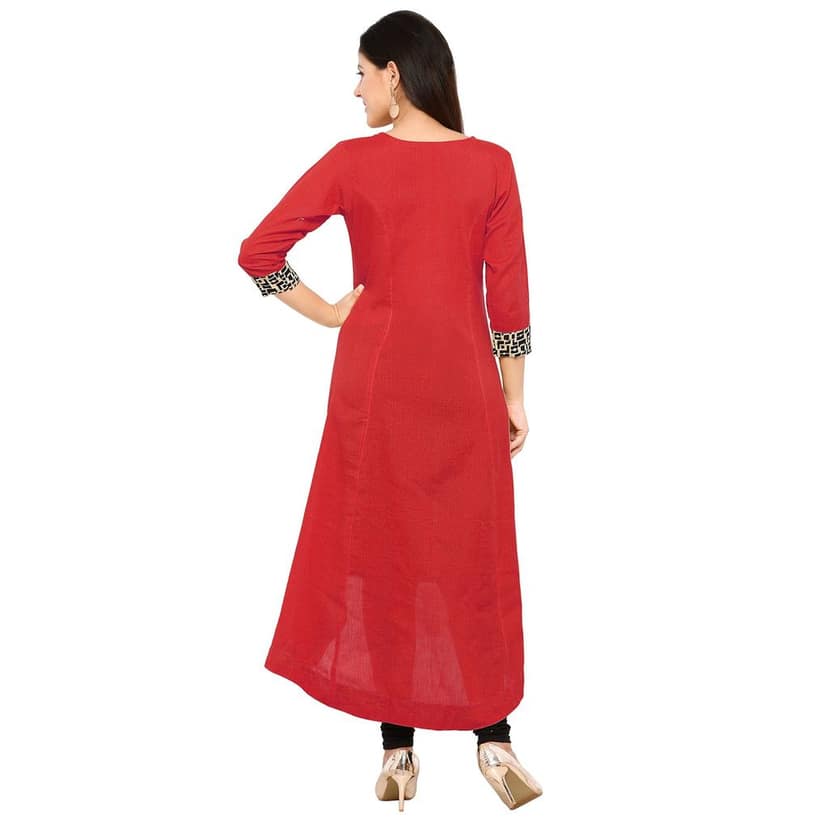 SHOPPING QUEEN Women Cotton Regular Kurta view 3