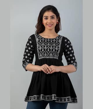 FABRR Women's Rayon Tunic ( Black )