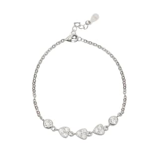 925 Sterling Silver Heart Charm Bracelet with Cubic Zirconia for Women & Girls I Weight - 3.99 g