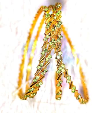 Gold Plated Green Bangle Set