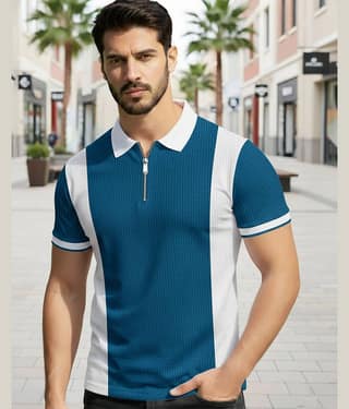 AUSK Men Cotton Blend Regular Fit Self Design Polo T Shirt ( Purple )