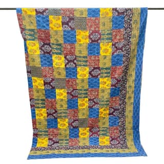 Garvi Gurjari (A Gujarat Govt Enterprise Multicolor Cotton Patchwork Quilt with Blue Order