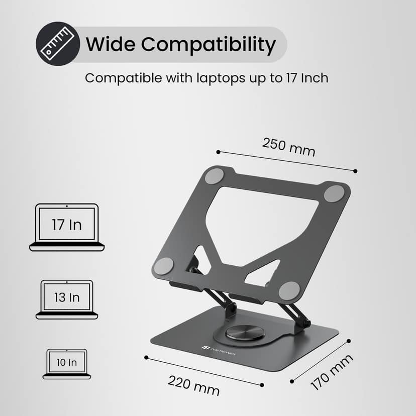 Portronics My Buddy K11 Multi-Angle Adjustment, Ventilated Board, Anti-Slip Silicone Pads, Up to 17’’ Laptop Support view 4