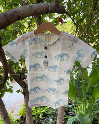 Casual kid wear with Dynamic Horse Print by Aagaaz Jaipur