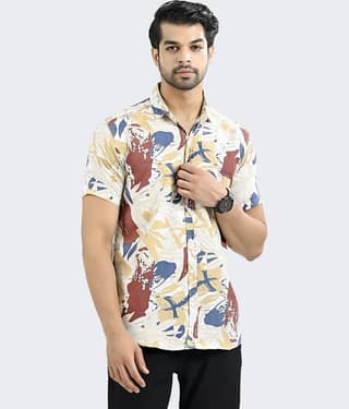 QuaClo Silk Slim Fit Printed Half Sleeves Men's Casual Shirt - Multicolor ( Pack of 1 )