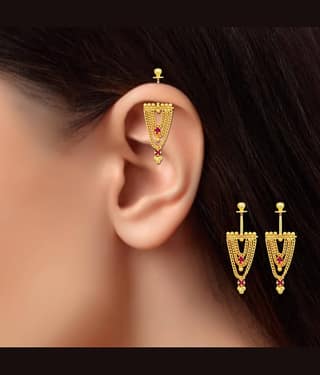 LUV FASHION Golden Danglers Earrings ( Pack of 1 )