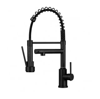 Spring Kitchen Sink Mixer Tap with Pull-Down Sprayer Black 360° Hot & Cold