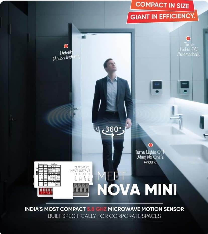 Motion Sensor, Sensinova Nova mini Microwave Sensor Smart Building Automation Device 3 Year warrenty view 3