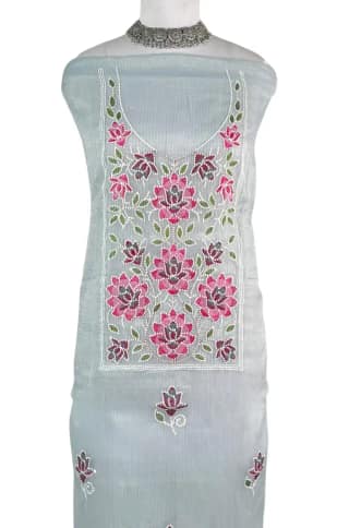 Kota Doria Dress Material Burgundy Rose Yoke