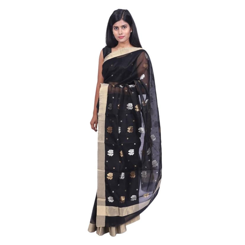 HANDLOOM CHANDERI SAREE WITH BLOUSE (SKU - 1SC105080621 SAREE- 55) view 4