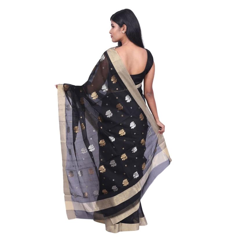 HANDLOOM CHANDERI SAREE WITH BLOUSE (SKU - 1SC105080621 SAREE- 55) view 5