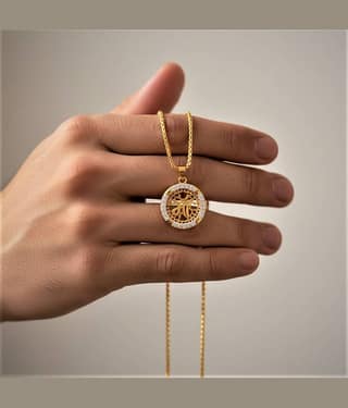 Charms Gold Religious Pendant With Chain ( Pack of 1 )