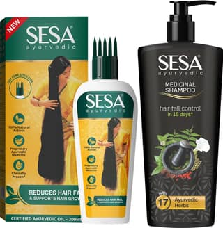 SESA Ayurvedic Hair Oil 200Ml + Ayurvedic Medicinal Shampoo 500Ml Combo Pack SESA Ayurvedic Hair Oil 200Ml + Ayurvedic Medicinal Shampoo 500Ml Combo Pack - Oil 200ml + Shampoo 500ml / 2 Piece Set