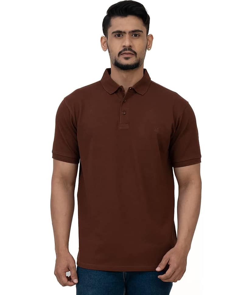Cotstyle Pack of 1 Cotton Blend Regular Fit Solid Half Sleeves Men's Polo T Shirt ( Brown )