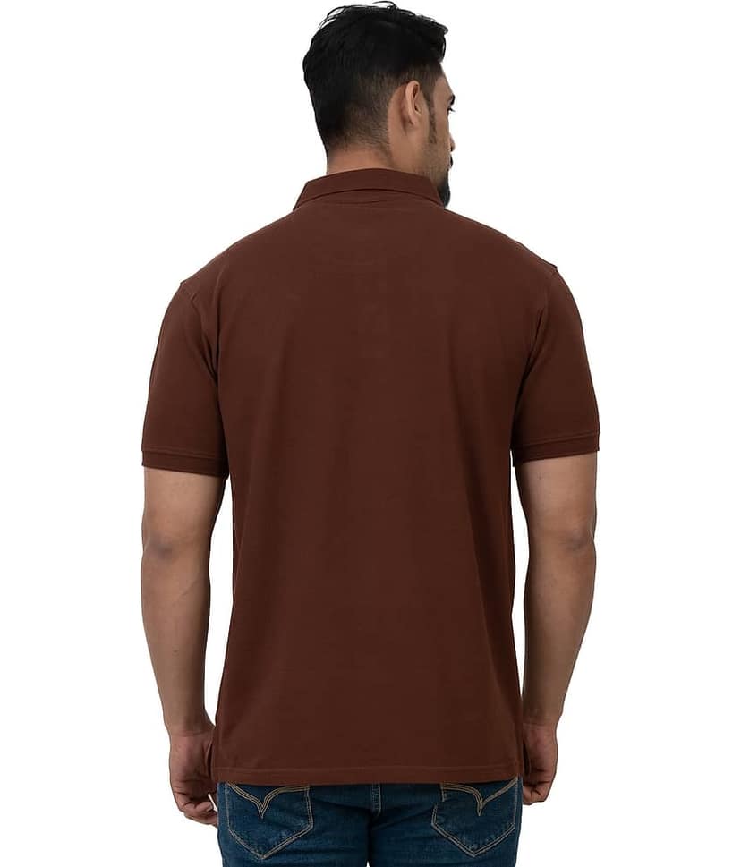 Cotstyle Pack of 1 Cotton Blend Regular Fit Solid Half Sleeves Men's Polo T Shirt ( Brown ) view 2