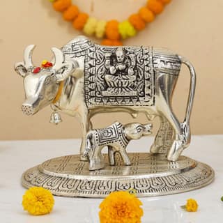 Aluminium Cow Idol ? Handmade Metal Art D?cor, Height : 5 Inch (ASMAS217 S)